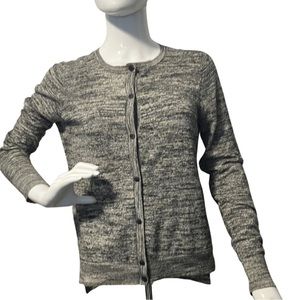 (006) Ann Taylor Loft Black & White Sweater Cardigan Button Down